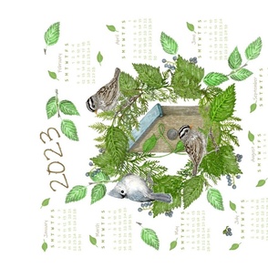 2023  Birdhouse Calendar - Cedar And Seasonal Leaves