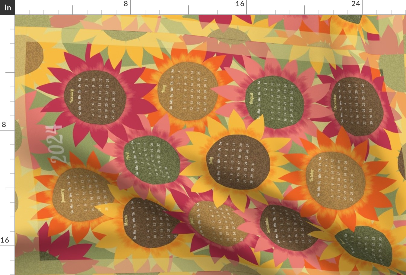 Sunflowers 2024 Calendar Wallhanging