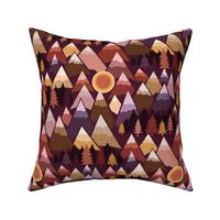 The mountains are calling - red, burgundy, purple and orange sunset tones -medium