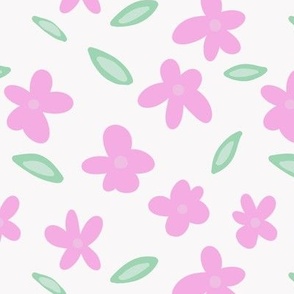 Pink Green Abstract Flowers