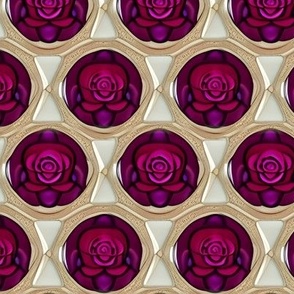 Inlaid Fuchsia Roses on Sandstone