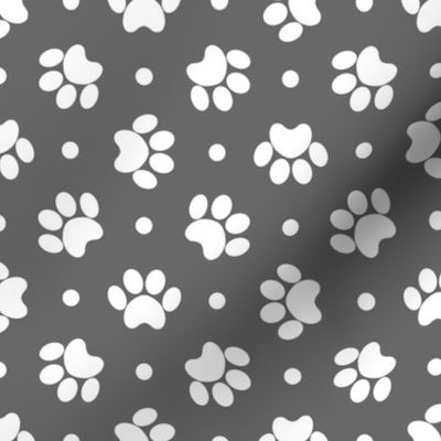 Polka Dot Paw Prints - Dark Gray