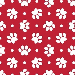 Polka Dot Paw Prints - Red