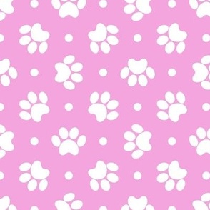 Polka Dot Paw Prints - Light Pink