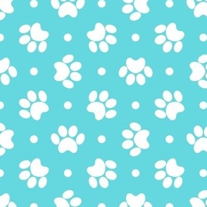 Polka Dot Paw Prints - Teal