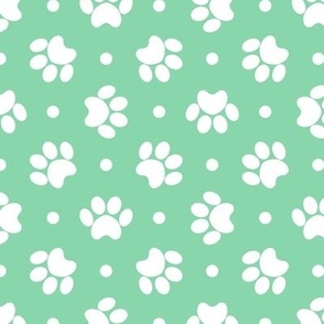 Polka Dot Paw Prints - Mint Green