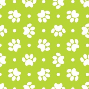 Polka Dot Paw Prints - Green