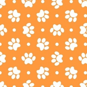Polka Dot Paw Prints - Orange