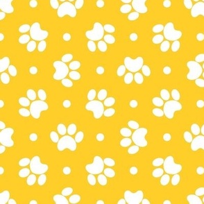 Polka Dot Paw Prints - Yellow