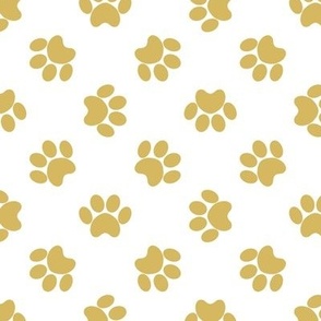 Paw Prints - Gold On White