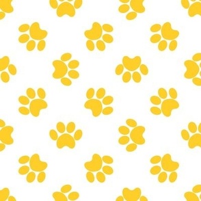 Paw Prints - Yellow On White