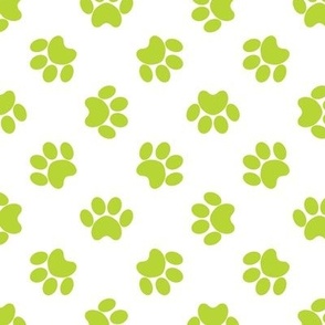 Paw Prints - Green On White