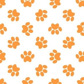 Paw Prints - Orange On White