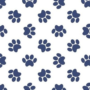 Paw Prints - Navy Blue On White