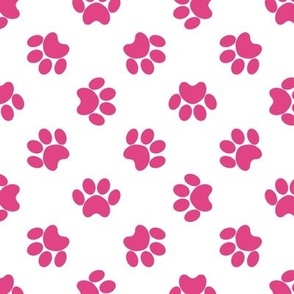 Paw Prints - Hot Pink On White