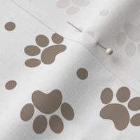 Polka Dot Paw Prints - Mocha Brown On White