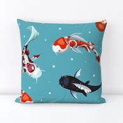 Cutest Koi Fish on Jade Background with Bubbles Novelty