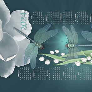 2024 DRAGONFLY Calendar Tea Towel