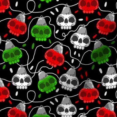 Cute Skull Christmas Lights Green Red White Small scale