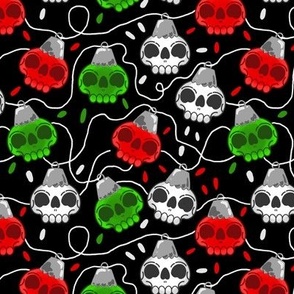 Cute Skull Christmas Lights Green Red White Small scale