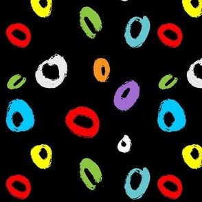 Handdrawn Rustic Multi Colored Circle on Black