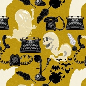 Typewriters and Telephones Mustard small scale