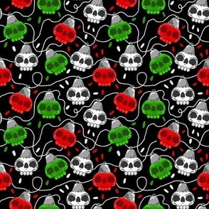 Cute Skull Christmas Lights Green Red White extra-small scale