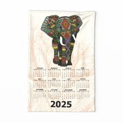 2024 elephant calendar tea towel