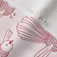 021 - Medium scale -Sweet little NZ Fantail bird, cheeky and tame in the dappled forest light, always come up to greet you when our for a walk.  Adorable kids print for nursery accessories, baby playmats, baby blankets, kids dresses, funky shirts and more