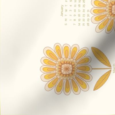 Retro sparkling sunflower multi vintage gold 2024 tea towel wall hanging