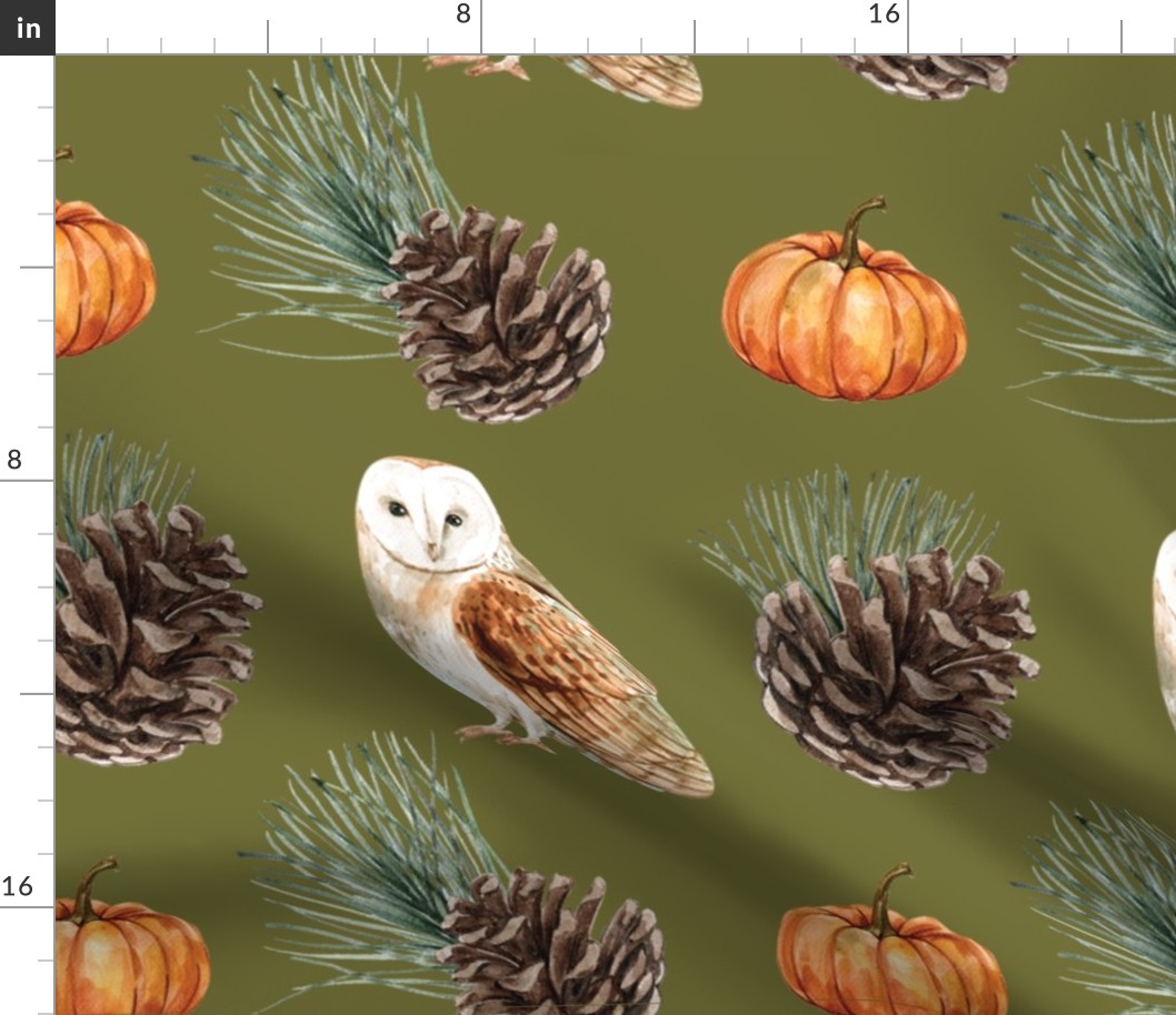 Fall Owls and Pumpkins 