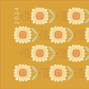 Retro sparkling sunflower multi retro mustard 2024 tea towel wall hanging