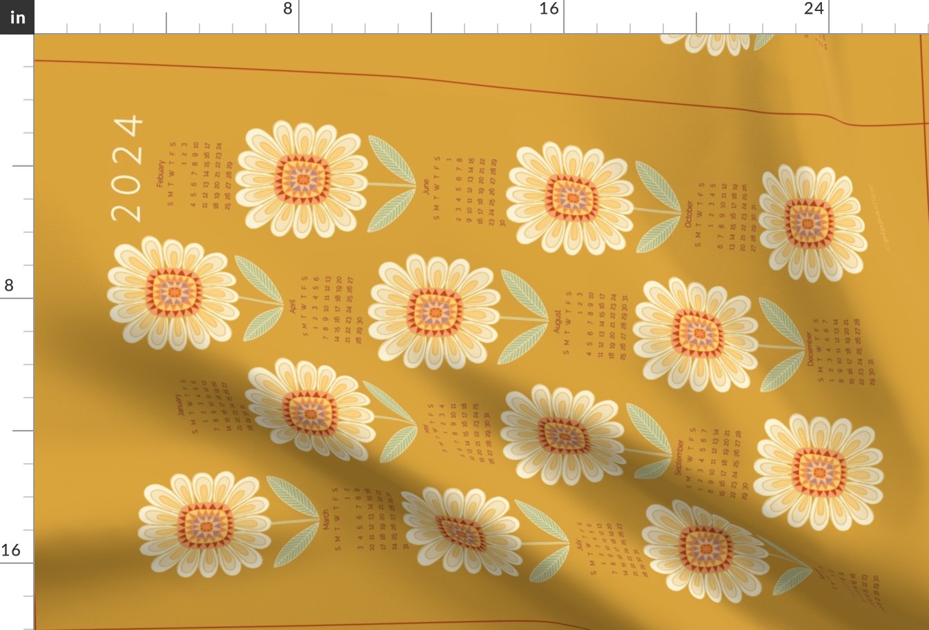 Retro sparkling sunflower multi retro mustard 2024 tea towel wall hanging