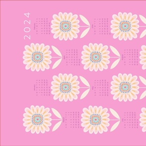 Retro sparkling sunflower multi retro pink 2024 tea towel wall hanging