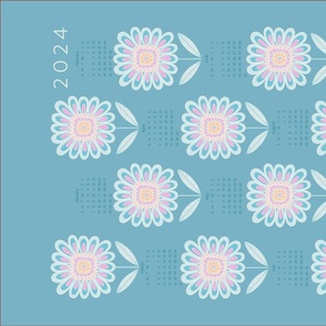 Retro sparkling sunflower multi retro teal 2024 tea towel wall hanging