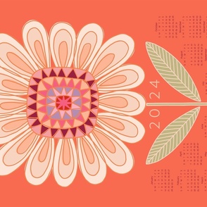 Retro sparkling sunflower vintage coral 2024 tea towel 