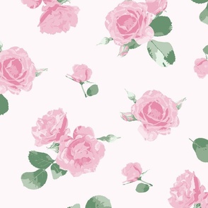 Pink roses on pastel pink