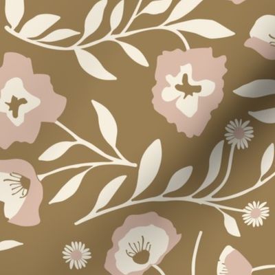 Nouveau Poppies in Bold Earth tones { full scale }