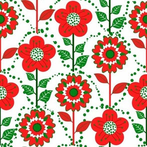 Red Scandinavian Floral Pattern