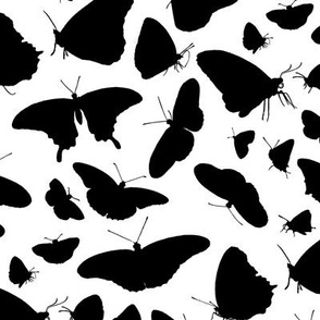 Butterfly Montage Silhouettes Black on White