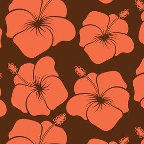 Tropical Paradise - Hello Hibiscus - Pink + Brown Tropical Tiki Flowers