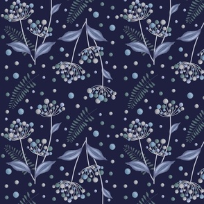 Delicate floral motif on a blue background