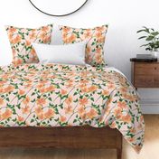 Hibiscus pattern in orange and green