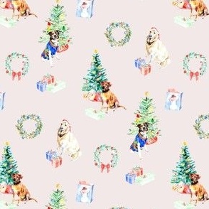 Holiday Dogs in Light Pink (Small)