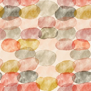 Earth tone abstract watercolor dots, large scale