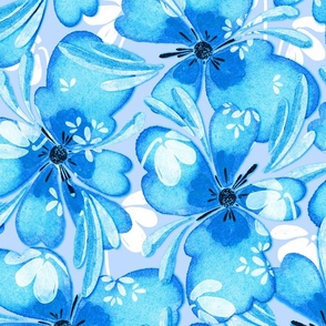 Light Blue Flowers Fabric, Wallpaper and Home Decor | Spoonflower
