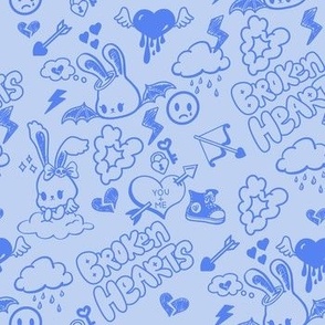 Pastel Goth Doodle Sketchy Graffiti Emo Bunny Angel Soft Goth Alt Aesthetic Grunge Kawaii Pastel Blue