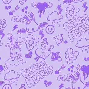 Pastel Goth Doodle Sketchy Graffiti Emo Bunny Angel Soft Goth Alt Aesthetic Grunge Kawaii Lavender Purple