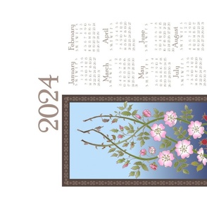 Wild Rose Vine Calendar Tea Towel - 2024