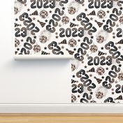 SMALL 2023 nye fabric - New Years fabric, holiday fabric, disco groovy fabric - black